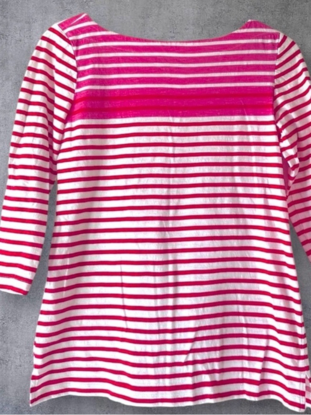 LOFT Striped Pink, White, and Red Boat Neck Top